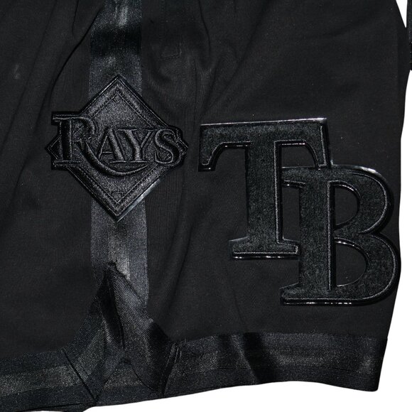 Pro Standard Tampa Bay Devil Rays Shorts Size XL Triple Black Chenille Patches - Picture 5 of 11